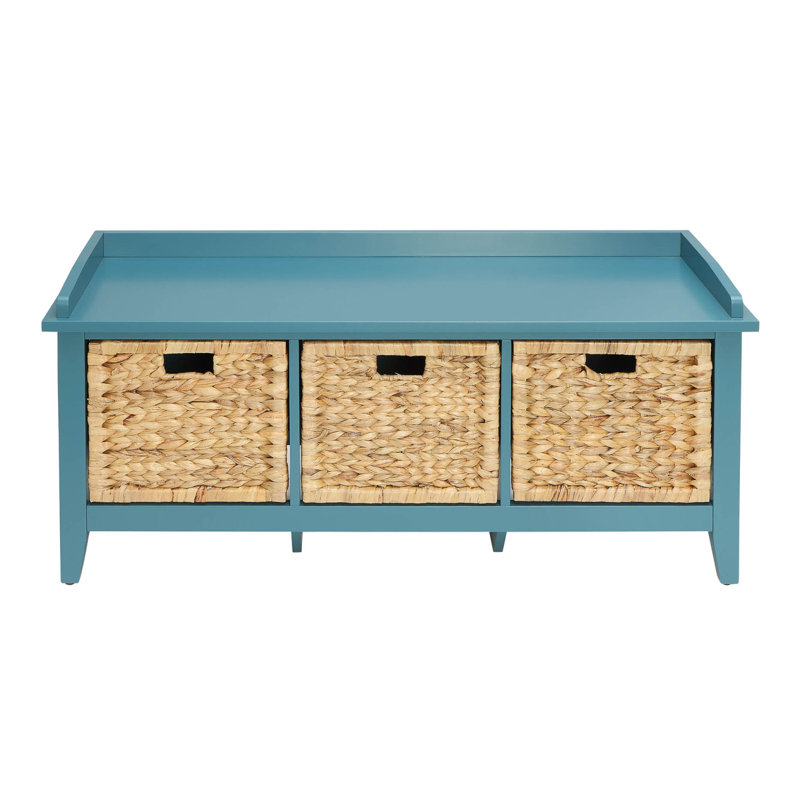 Teal Bench With 3-Drawer, Teal