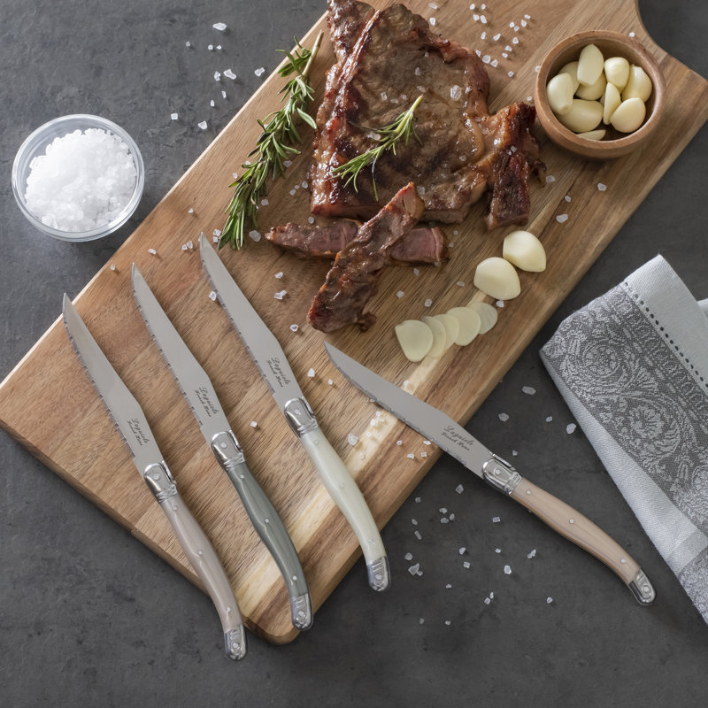 French Home Laguiole 4 Piece Steak Knife Set, Neutral Tones