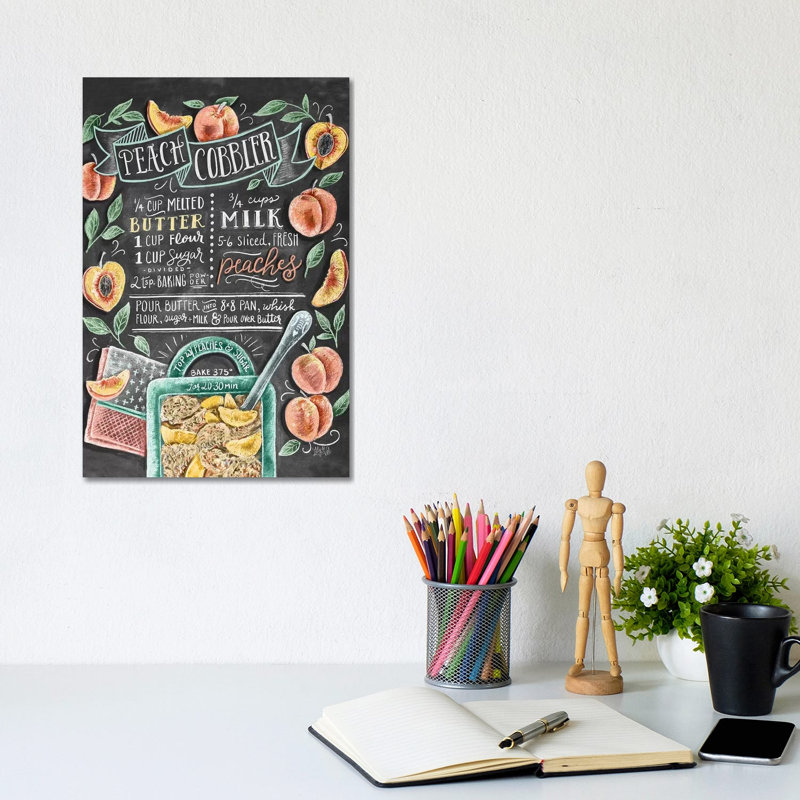 Peach Cobbler Recipe - Print on Canvas, Wrapped Canvas, 30.48cm H x 20.32cm W x 1.91cm D