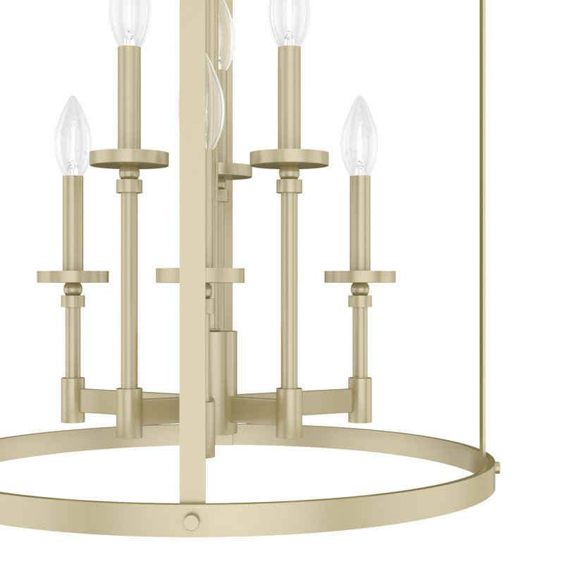 Hunter Briargrove 6 Light Chandelier Ceiling Light Fixture, Painted Modern Brass