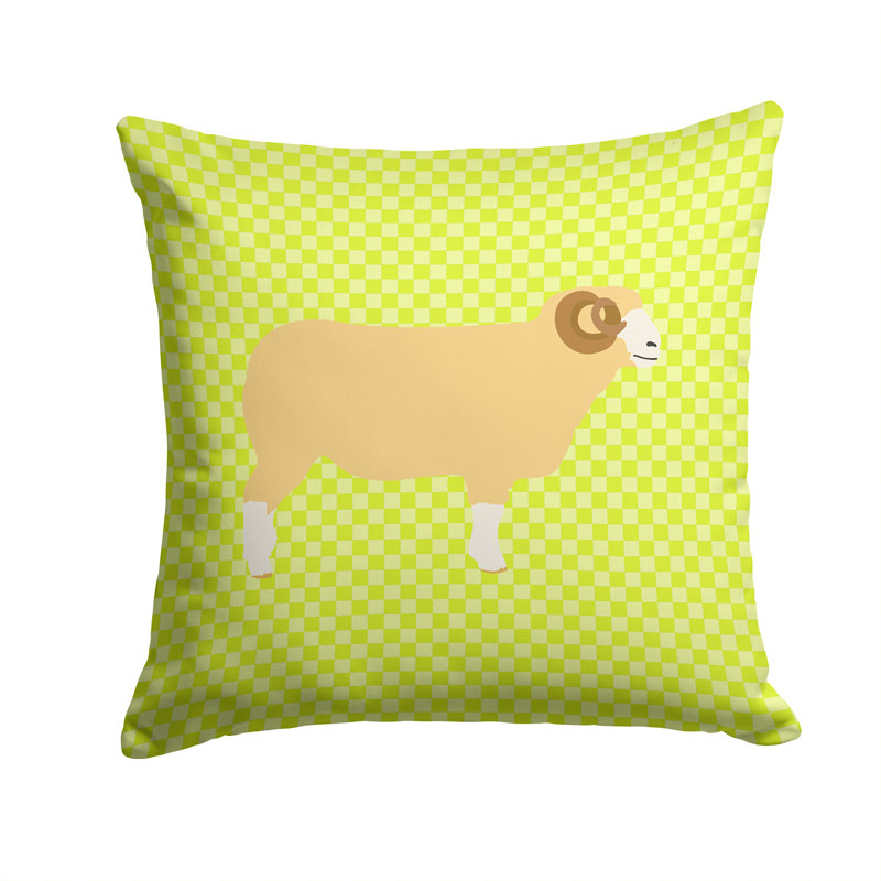 Coussin extérieur éclectique ovin check, Vert, 14 po x 14 po