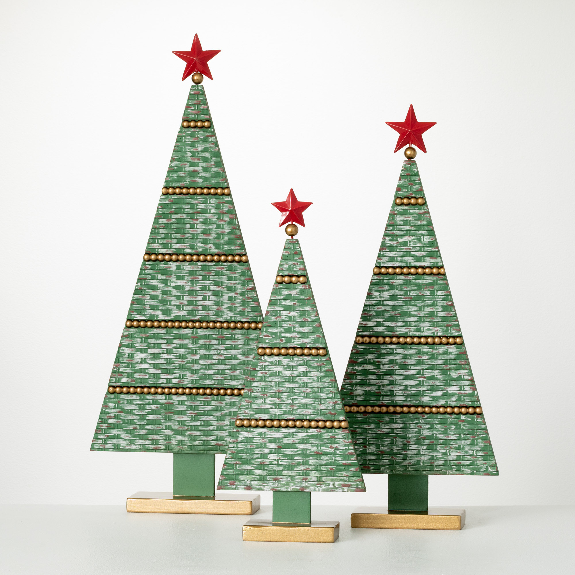 12.25 Wooden Christmas Tree with Miniature Ornaments Table Top Decoration