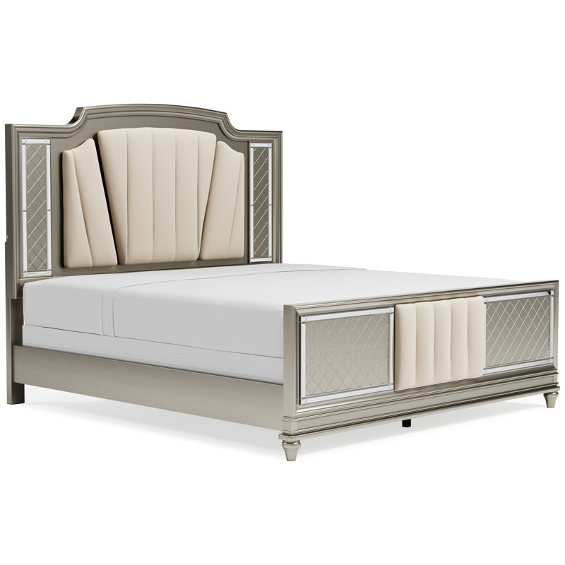 Lisbett Platinum  Upholstered Panel Bed, California King
