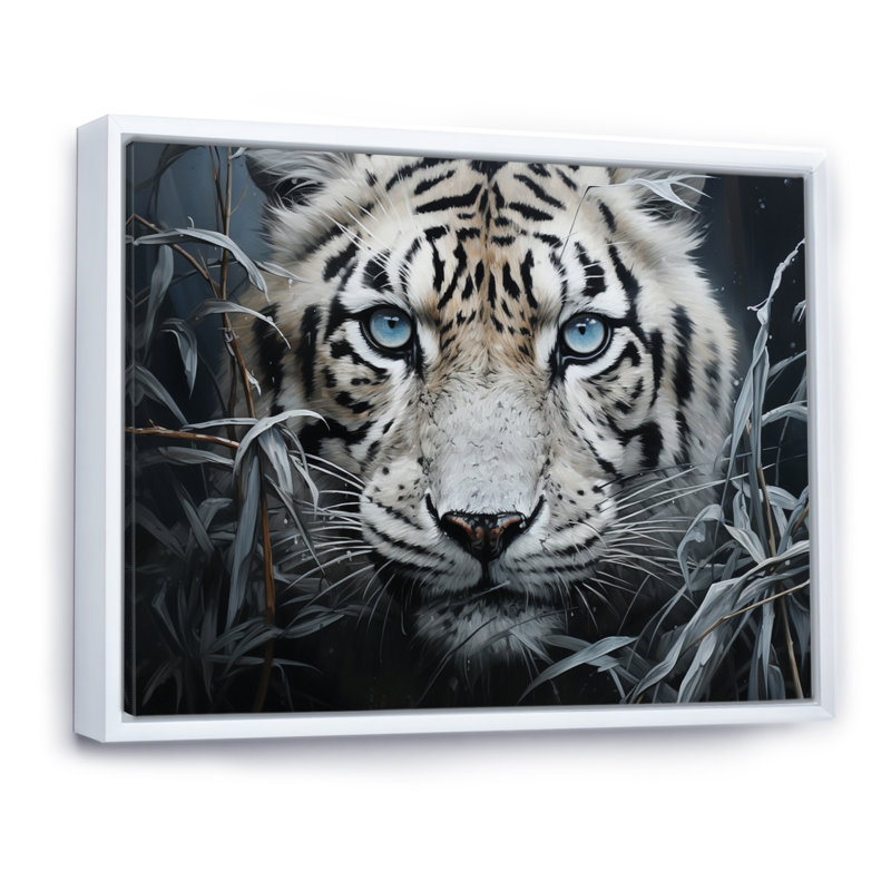 «Tiger Mysterious Watcher II» - Impression, H 30 po x l 40 po x P 1,5 po, Cadre flottant blanc