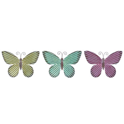  Ensemble d'art mural en métal ondulé papillon 3 pièces