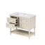 Meuble-lavabo 36 po - Beige. Bois massif et rangement à 4 tiroirs. Lavabo en céramique. Lavabo de rangement élégant 36 po. Cadre, corps. Tiroirs. Bassin. Moderne