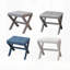 Tabouret d'appoint, chaise rembourrée en lin capitonnée avec siège en bois à base en X et garniture cloutée élégante pour les intérieurs modernes-133591323
