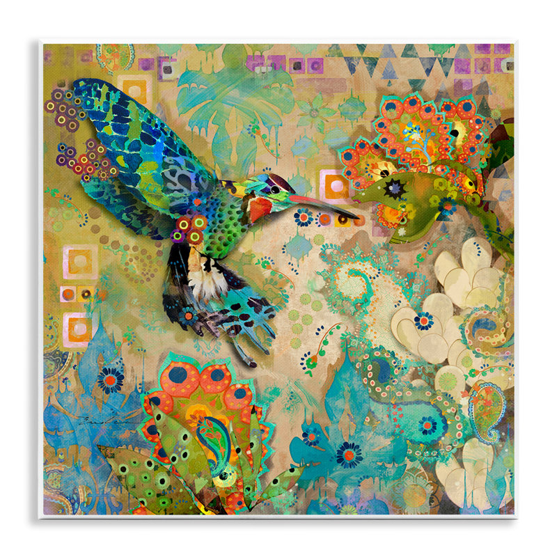 Motif bohème colibri par Evelia Designs, H 12 po x l 12 po x P 0,5 po