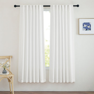 Faux Linen Blend Curtains Rod Pocket & Back tab Semi Sheer Window Treatments Privacy with Light Filtering for Living Room, 2 Panels
