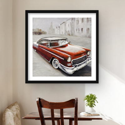 Reproduction mate encadrée de voiture classique rétro | Décoration intérieure