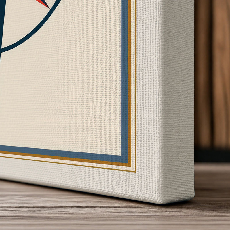 Compass Rose Geometric - Wrapped Canvas, 18x12 - 45.7 x 30.5 cm, Cream Border
