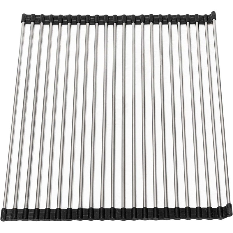 Égouttoir à vaisselle en acier inoxydable résistante à la chaleur de 18 po KBFmore, pliable et enveloppé de silicone