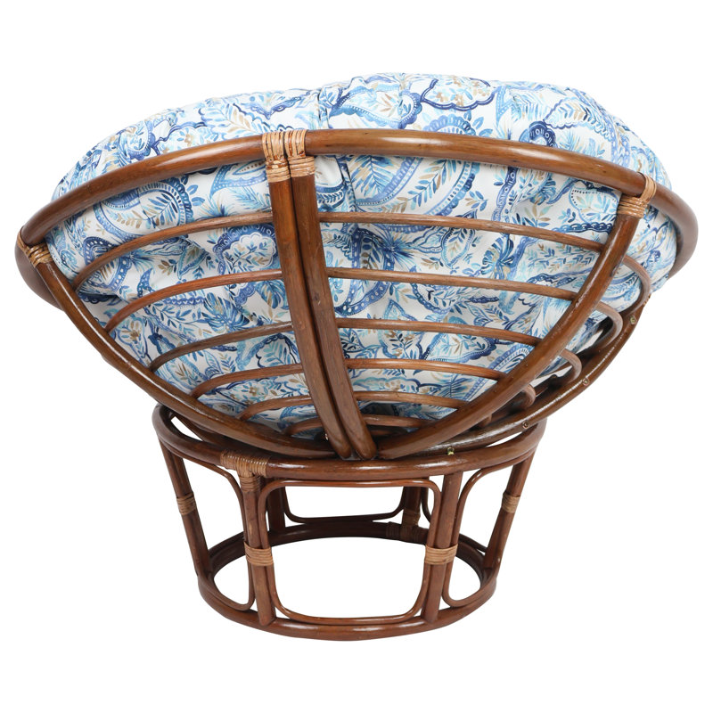 Coussin d'extérieur Papasan (coussin seulement), White/Faylinn Lapis Paisley, 44" W x 44" D