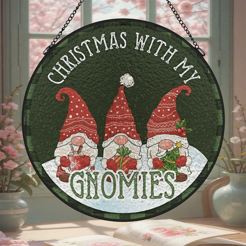 Christmas Gnomes With My Gnomies, 6,3 x 6,3 po (16 x 16 cm)