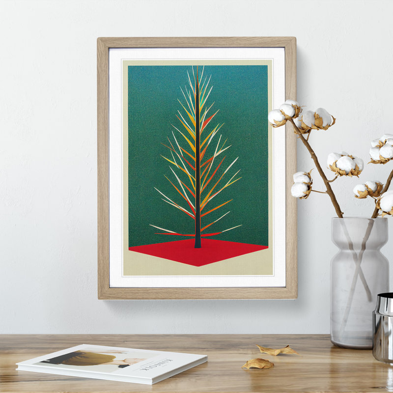 Retro Tree No.1 - Framed Print, 64cm H x 46cm W x 2cm D, Oak Framed