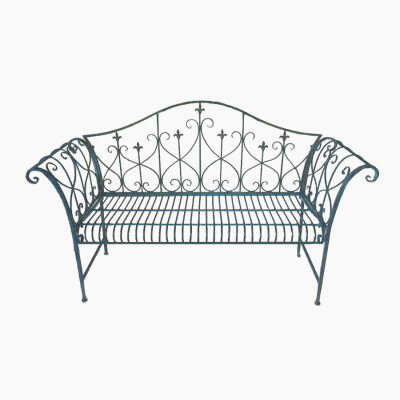 Miramar Steel Park Bench, Antique Blue