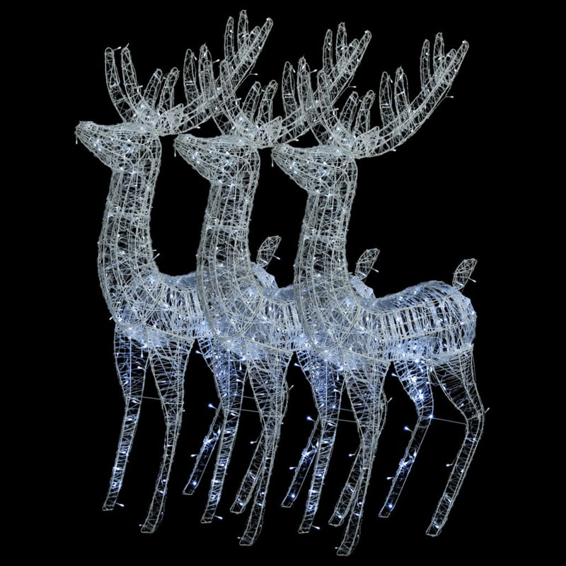 Décoration de Noël renne avec lumières de Noël pré-éclairées en acrylique, Blanc froid