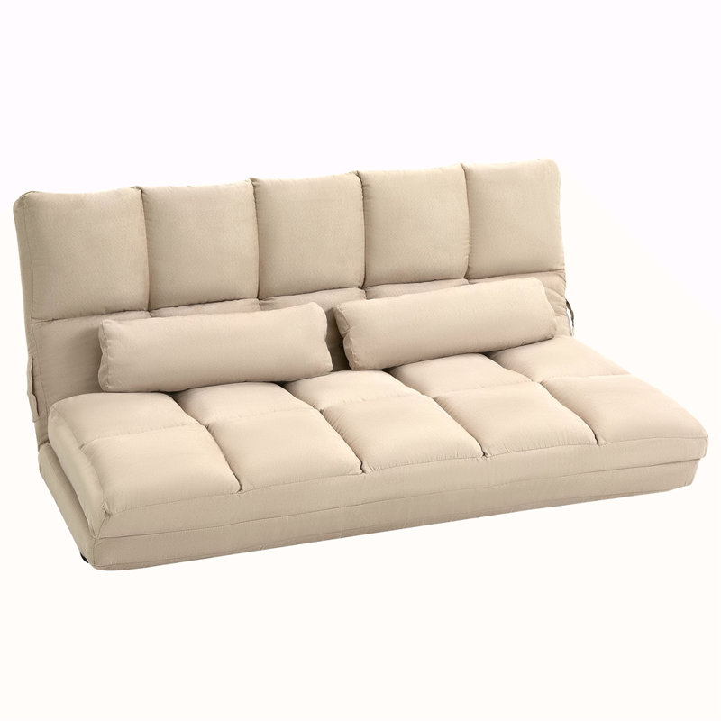Convertible Floor Sofa Bed, Recliner Armchair Upholstered Sleeper Chair With Pillow For Living Room Bedroom Lounge, Beige