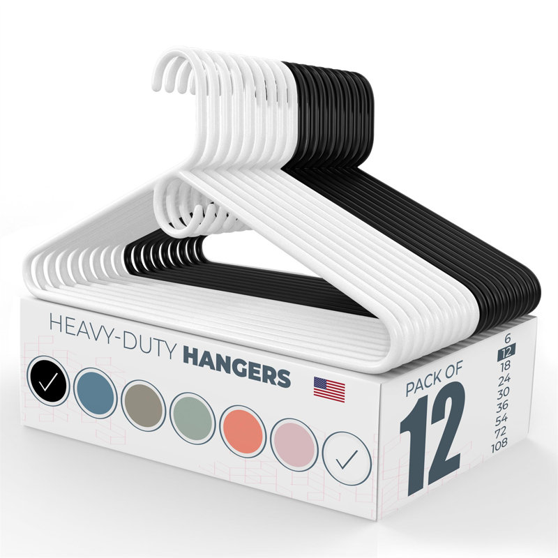 5 Plastic Non-Slip Accessories Hanger, White/Black, 12