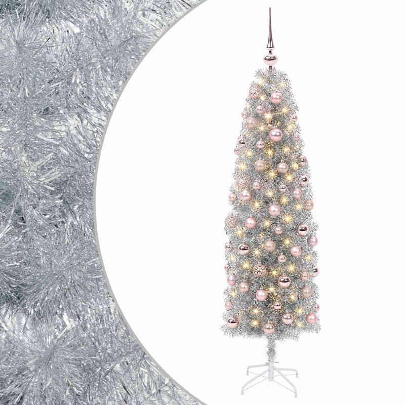 Christmas Tree, 180 cm, with LEDs & pink balls