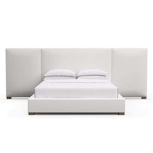 Upholstered Bed, Vintage Leather Blanc, King, Weathered