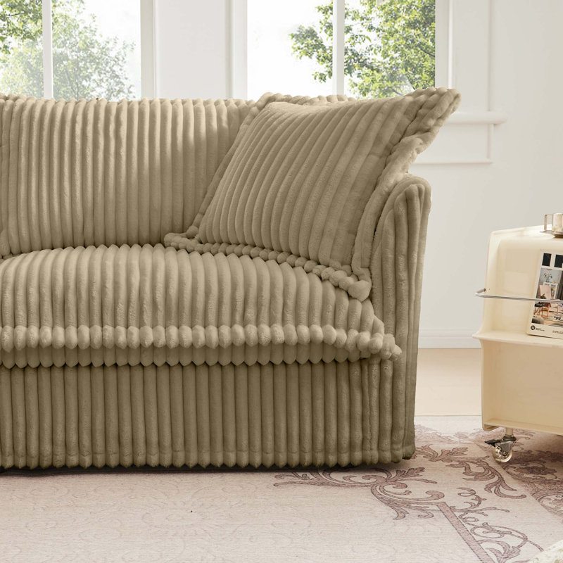 Versatile Convertible Sectional Sofa with Detachable Covers and Plush Pillows, Camel Corduroy