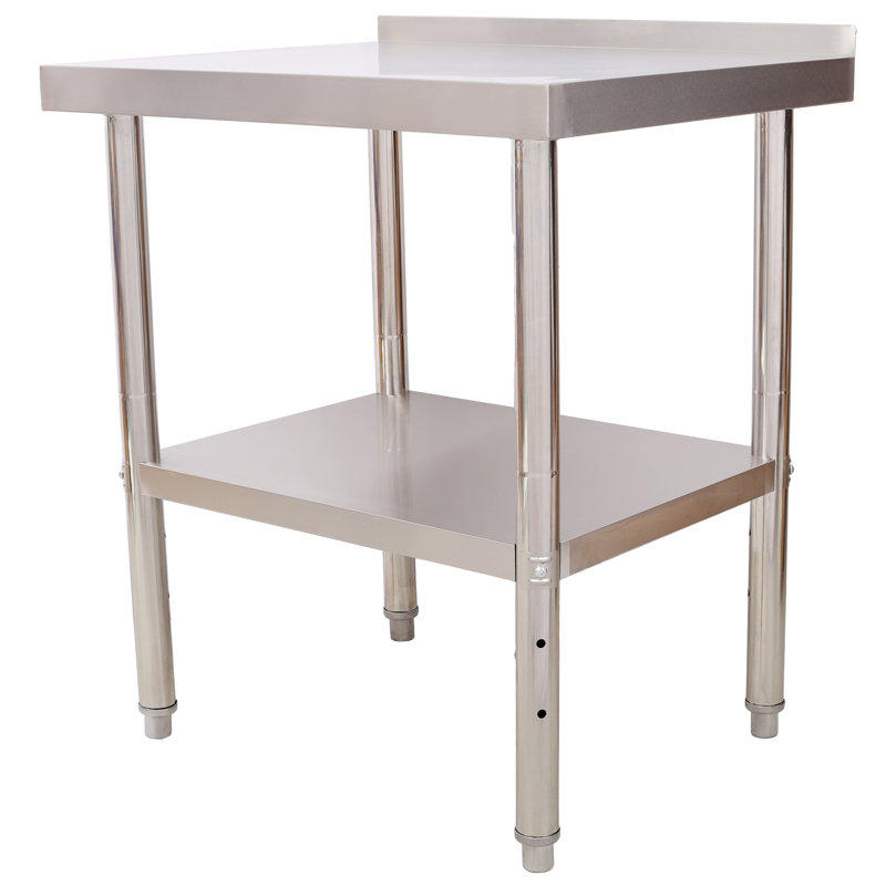 Table de préparation en acier inoxydable de qualité commerciale avec tablette inférieure et dosseret réglables