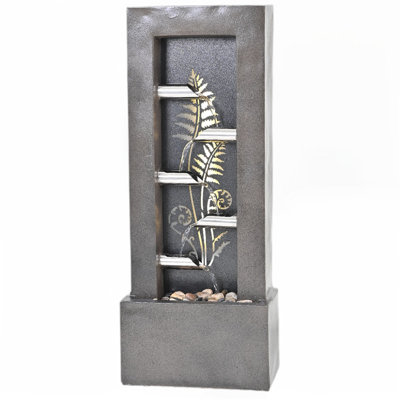 36in Fountain Outdoor With Metal Cutout Flower-
