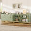 Buffet 47,2 po cannelé avec armoire de rangement, buffet de cuisine moderne avec tablettes réglables, meuble-buffet avec portes média pour le salon, la cuisine et le vestibule-777034409
