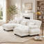Canapé d'angle modulaire de luxe - Canapé nuage surdimensionné en forme de U pour salon, assise profonde avec 2 poufs, chenille blanche