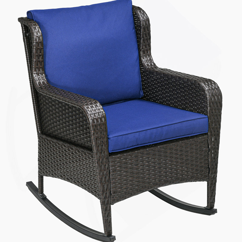 Chaise berçante d'extérieur en osier Outsunny à assise large, coussins épais, chaise berçante en rotin