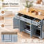 Grand îlot de cuisine avec abattant, 4 portes et 3 tiroirs, bleu gris-1020692427