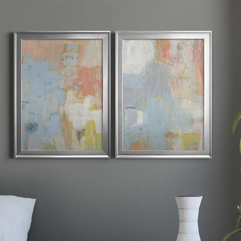 Cully I - Ensemble de 2 peintures sur toiles encadrées, H 30,5 po x l 45 po x P 1 po, Argent
