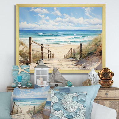 «Coastalbeachsand Sandy Serenity Pointillism I», reproduction d'art sur toile