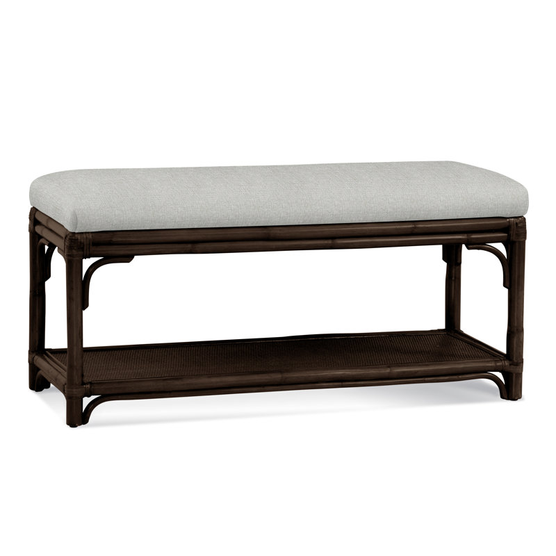 Summer Retreat Wicker Shelf Storage Bench, Coffee, White Textured Performance; 0865-91
