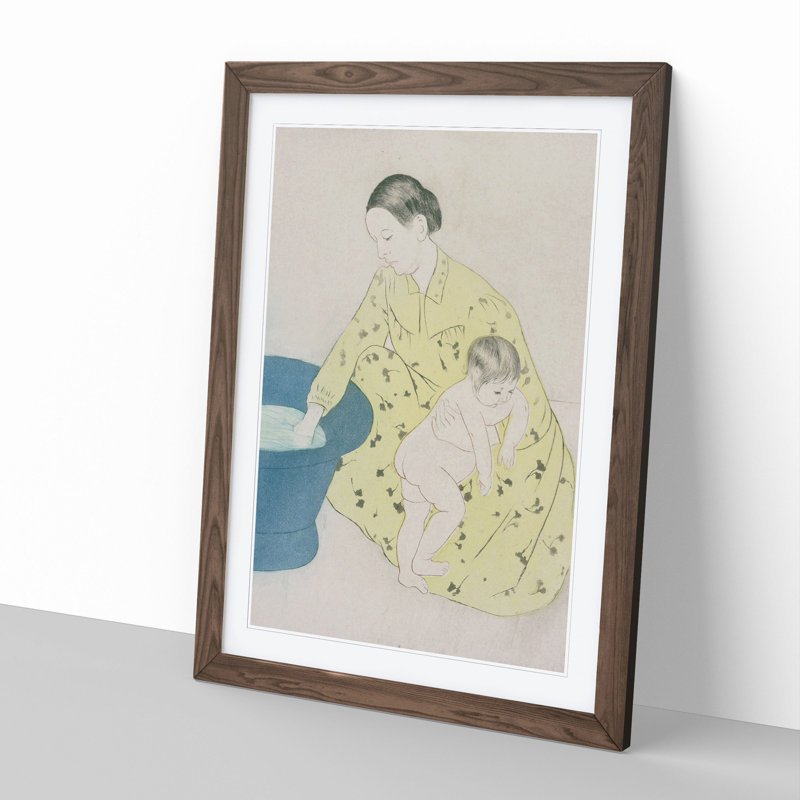 The Bath by Mary Cassatt - Picture Frame Painting, 65cm H x 48cm W x 2cm D, Walnut Framed