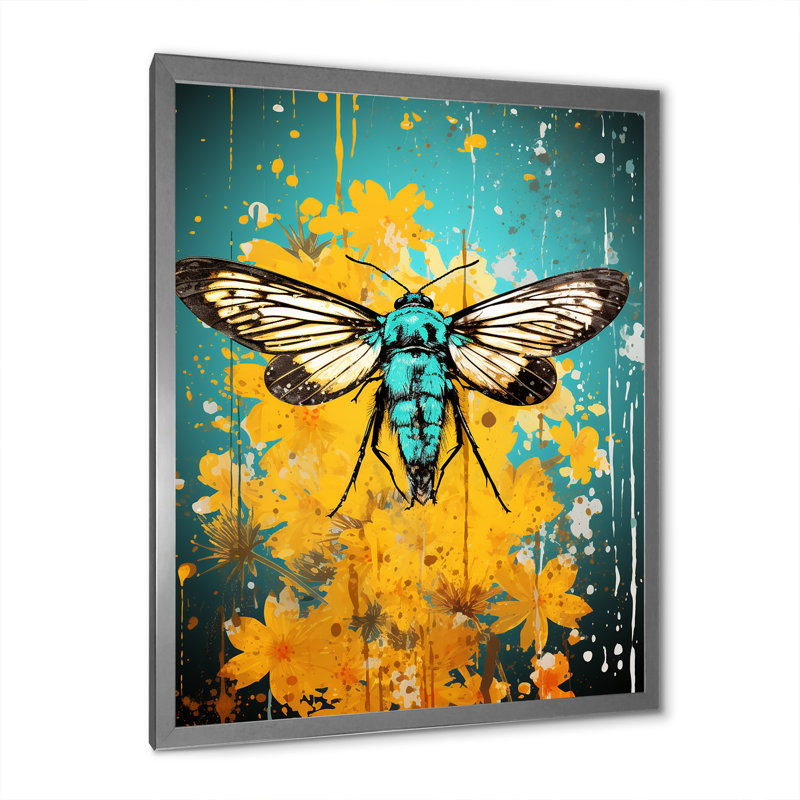 «Green» and Green Pop Insect Art Moth I - insectes et insectes, art mural, Cadre simple argenté, H 44 po x l 34 po x P 1,5 po