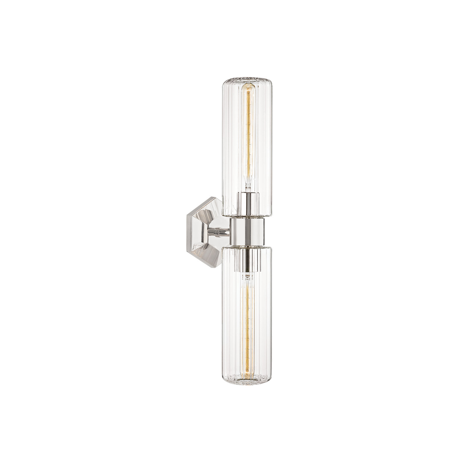 Abigail 2 Light Glass Dimmable Armed Sconce, Polished Nickel