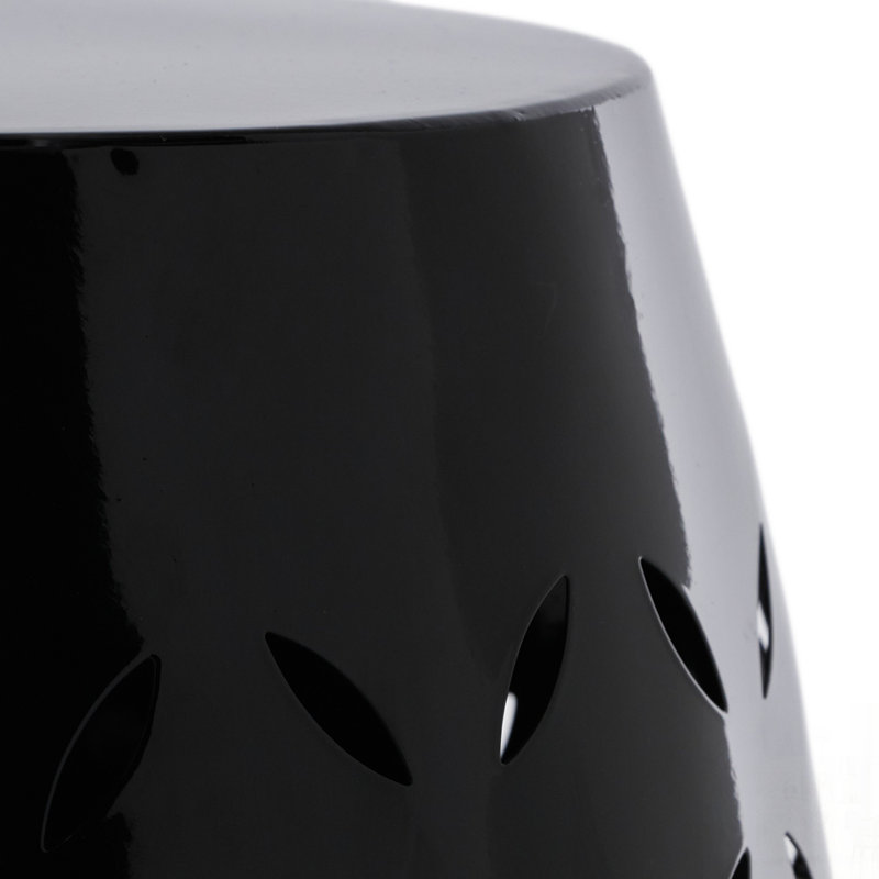 Durable Lace-Cut Metal Side Table with Unique Barrel Shape, Perfect for Outdoor and Indoor Decor, Black