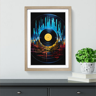 Vinyl Record Futurism - Single Picture Frame Print on Wood