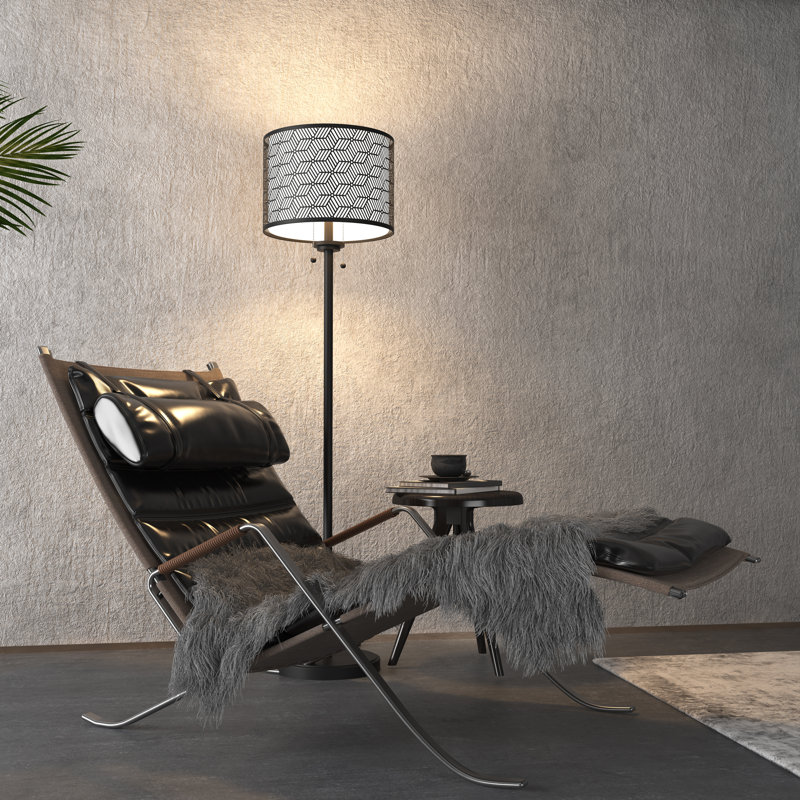 Inlight 59" High Double Shade Pull Chain Modern Floor Lamp for Living Room，IN-0857-2-BK-WF
