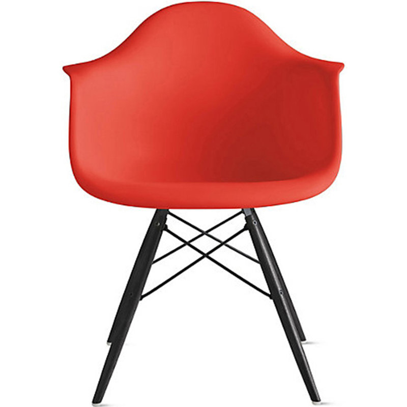 Higgs Dining Chair – Black Wood Leg Armchair with Plastic Seat, Eiffel Design – Modern Kitchen & Dining Room Side Chair – Mid-Century Accent Chair 