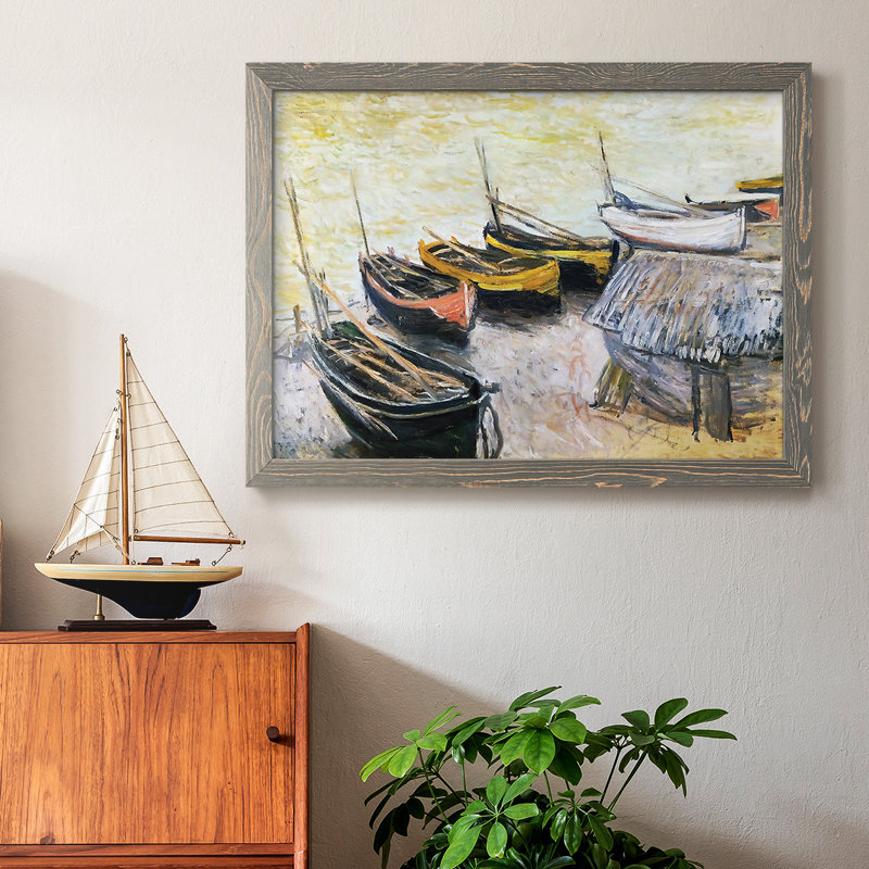 Bateaux sur la plage, 1883 - Reproduction de photo sur toile simple, Gris, H 26 po x l 38 po