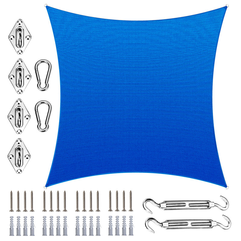 Toile d'ombrage carrée Royal Shade avec quincaillerie, Bleu, 14 pi x 14 pi