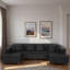 Canapé modulaire moderne en forme de U avec bande lumineuse à DEL RVB et 6 coussins-854307525