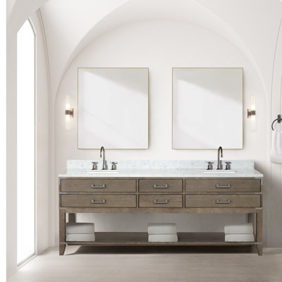 Grey Oak Double Bath Vanity 84 In. W X 22 In. D
