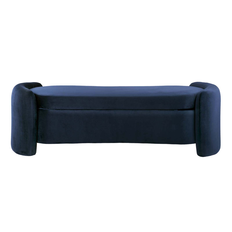 Velvet Upholstered Bench, Midnight Blue