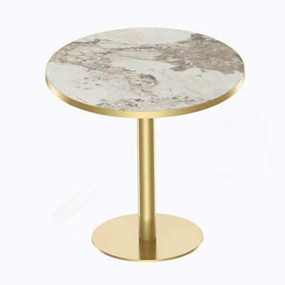 Table de salle à manger moderne et élégante avec plateau en faux marbre, facile à assembler et supportée par une structure en métal robuste pour une utilisation bistro