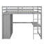 Lit mezzanine double en bois avec garde-robe intégrée, bureau, tablettes de rangement et tiroirs-604533375