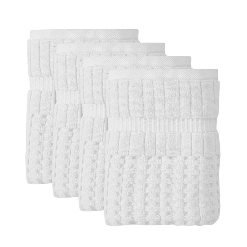 Willow 4 Pieces Hand Towel Set – 100% Combed Cotton, Premium Quality 630 GSM, White, Ultra-Soft & Highly Absorbent (4 Hand Towels)